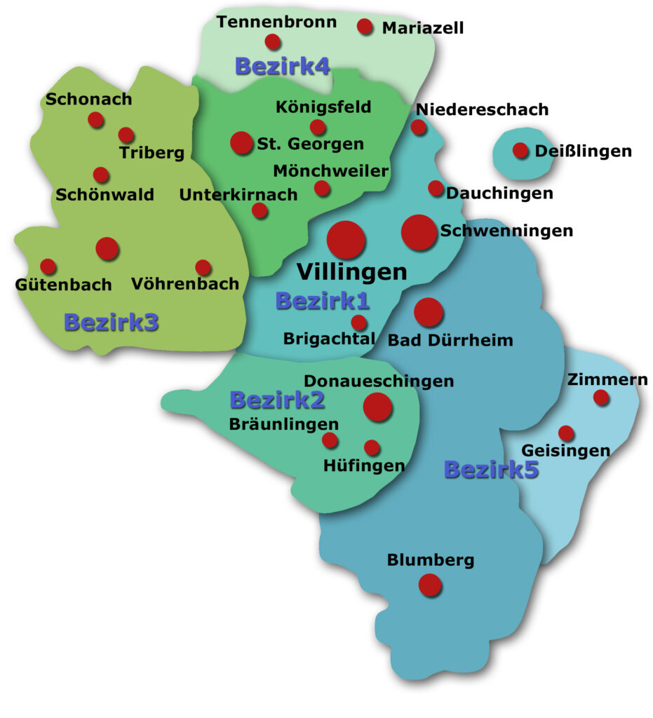 Karte Verband Bezirke Blasmusikverband